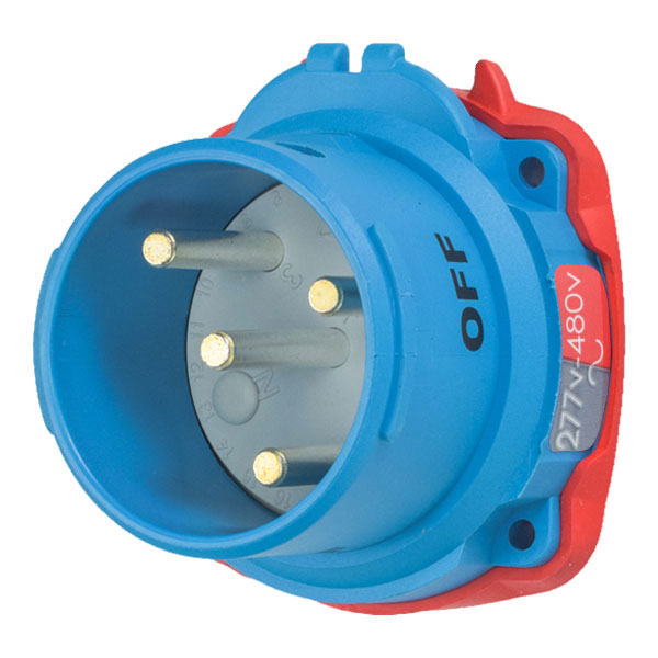 63-68046 - DSN60 INLET POLY BLUE SIZE 3 TYPE 4X IP 69 2P+N+G 60A 277/480 VAC 60 Hz NO AUX
